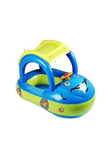 Bloomnest Şişme Bebek Yüzme Havuzu Şamandırası, Gölgelikli Güvenli Taşınabilir Güneş Korumalı, Erkek Kız Kapalı Açık Havuz İçin Yürümeye Başlayan Çocuk Yüzme Halkaları Mavi Mavi