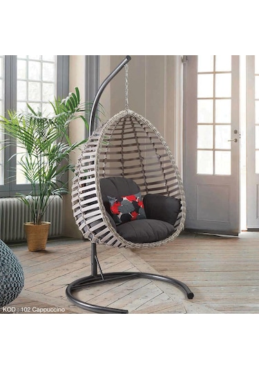 Capri Swing Gümbet Tekli Rattan Bahçe Salıncağı Balkon Salıncağı 001