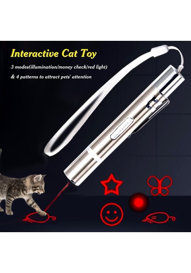 Qingmipy Usb Şarjlı 3 Modlu Kedi Oyuncağı - Avlanma İçin Eğlenceli Ve Eğitici Gümüş