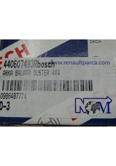 Bosch 0986487774 440607493R Duster 4 x 4 Arka Balata