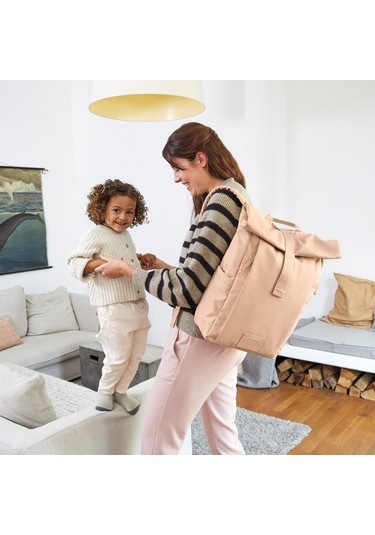 Lassig Rolltop Up Bebek Bakım Sırt Çantası Peach Rose Somon