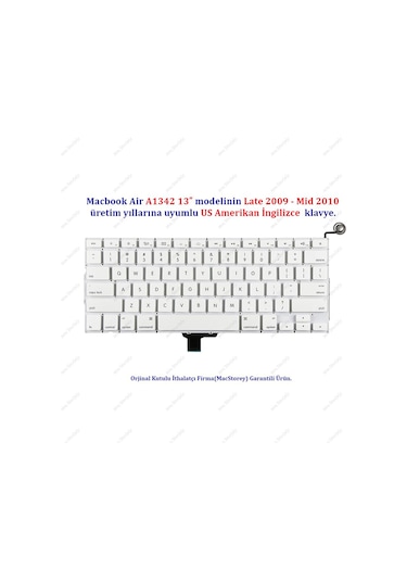 Apple Uyumlu MacBook 13inc A1342 Klavye Tuş Takımı Us-ingilizce