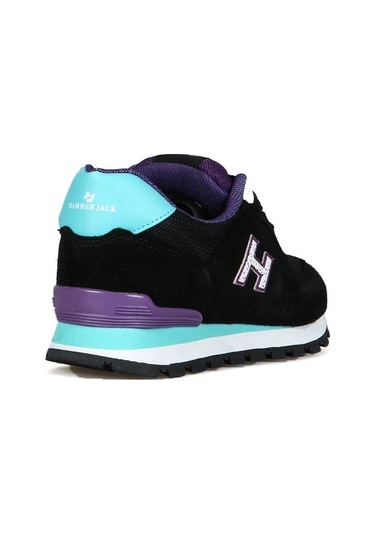 Hammer Jack Peru Siyah Mor Kadın Hakiki Deri Sneakers Ayakkabı Siyah Mor Siyah - Mor