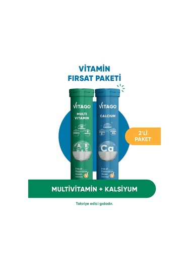 Vitago Multivitamin + Kalsiyum 2 x 20 Efervesan Tablet