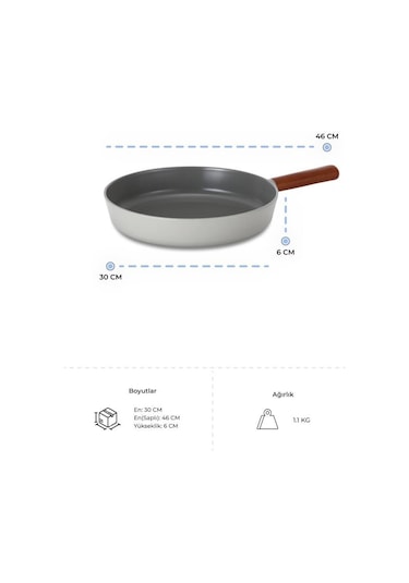 Neoflam Fika Gri Alüminyum Tava - 30 Cm