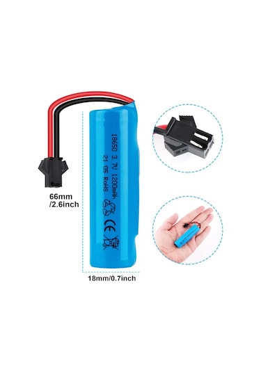 3.7v 18650 Li-on Siyah Soketli 2 Adet Oyuncak Pili Ve Usb Şarj