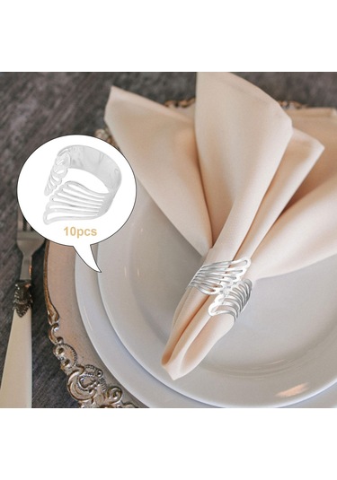 Suntek 10 Parça Peçete Halkaları Gelin Ziyafet Otel Gümüş Gümüş