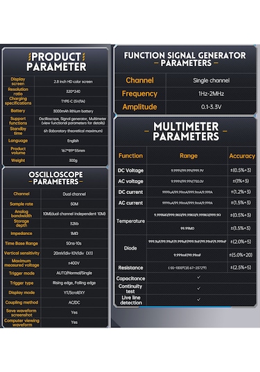 Mufunye Fnırsı 2c23t El Tipi Dijital Osiloskop Multimetre + Fonksiyon Sinyal Jeneratörü En Son 3'ü
