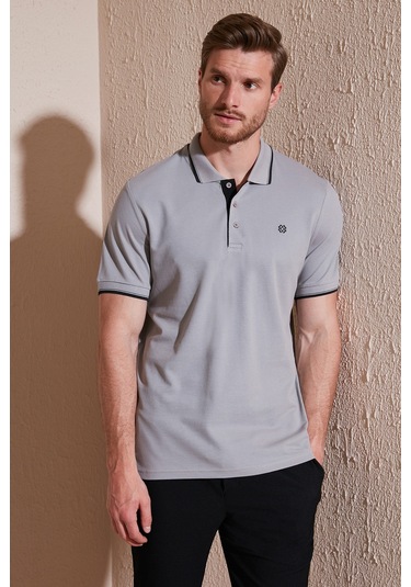 Buratti % 100 Pamuk Düğmeli Regular Fit Erkek Polo Yaka T Shirt 5902118 Taş