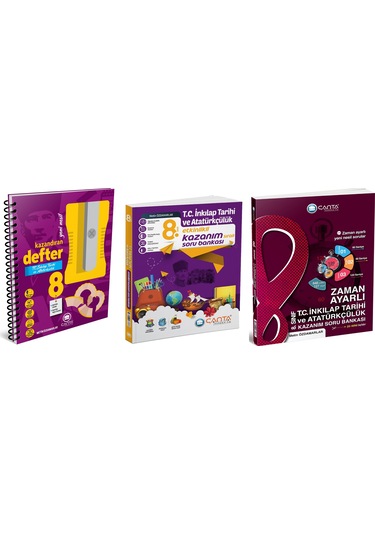 Çanta 2025 8. Sınıf İnkılap Tarihi Etkinlikli Kazanım + Zaman Ayarlı Soru + Defter Seti 3 Kitap
