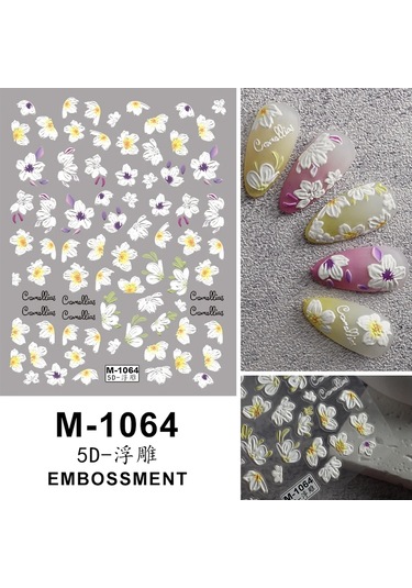 Nail Art Etiketler Çıkartmaları 5d Kabartmalı Kendinden Yapışkanlı Karikatür Çiçek Kelebek Yıldız Tırnak Çıkartmaları Altın Folyo