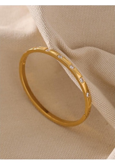 Novahub Gümüş Şık Kübik Zirkonya Paslanmaz Çelik Bileklik 18 K Altın Kaplama Kadınlar İçin Charm Moda Takı Su Geçirmez Yeni Yüksek Kalite Gümüş