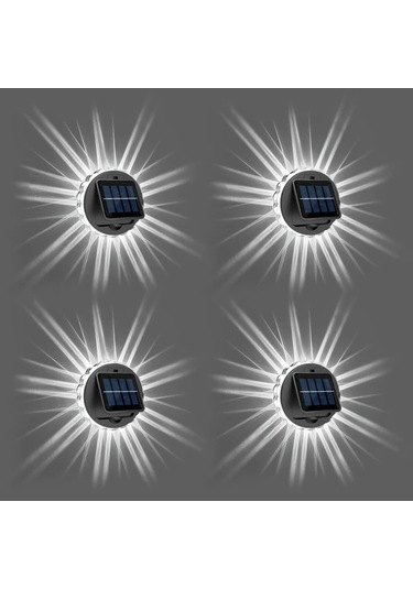 Xuweiwei 4 Paket Beyaz Işık Güneş Enerjili 6led Açık Duvar Lambası Ip65 Soğuk Bahçe Veranda Aydınlatma Beyaz Işık