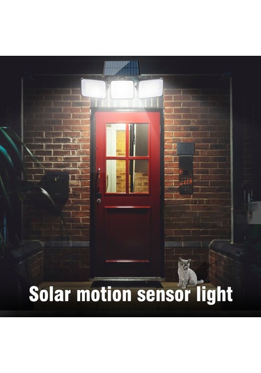 Vkemall Dış Mekan Güneş Enerjili 180 Led İçinimli Duvar Lambası, Üç Ayaçlı Dönüşümlü, Ip65 Su Geçirmez, 400lm, Işık Kontrolüyle Aydınlatma