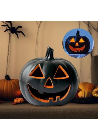 Homyl Cadılar Bayramı Balkabağı Işıklı Dekoratif Heykelcik 21x19x23 Cm