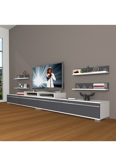 Decoraktiv Ekoflex 360r Mdf Tv Ünitesi Tv Sehpası Beyaz - Antrasit