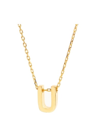 925 Ayar Gümüş Sarı Zincir U Harf Kolye