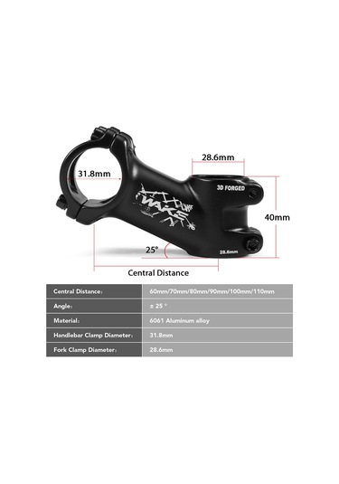 Teltree Wake 31.8mm Bisiklet Gövdesi 25 Açılı Hafif Alüminyum Gövde - 60mm Çok Renkli