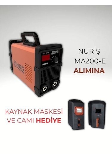 Nuriş Ma200e Kaynak Makinesi Kaynak Maskesi Hediyeli