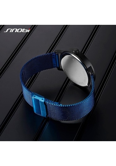 Yingfu Mavi Sınobı Moda Tasarımı Erkek Kuvars Kol Saatleri Adamın Örgü Kayışı Lüks Spor Hediyelik Saat Reloj Hombre Mavi