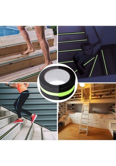 Fosforlu Kaydırmaz Bant 5cmX25mt  Yeşil Reflektif Merdiven Kaymaz