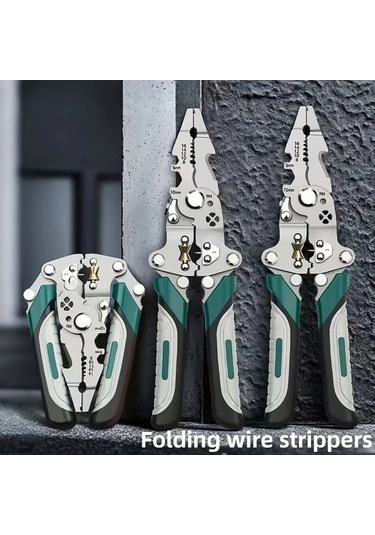 Fastbuy Green Tel Düzenleyici Pense - Katlanır Elektrikçi Aleti, Sıkma Kesme, Cıvata Anahtarı