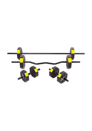 Tan Spor 30 KG Dambıl Ağırlık Full (Düz bar + Z bar ) Halter Set