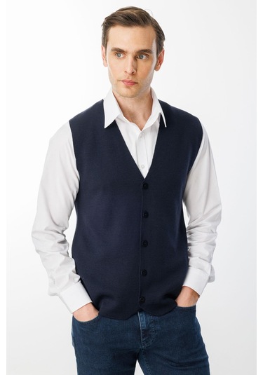 Erkek İnce Triko Düz Yelek K.lacivert K.lacivert