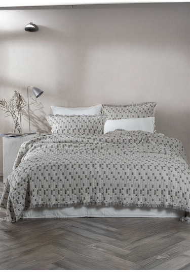 Ecocotton Merisa Gri %100 Organik Pamuk Çift Kişilik Yatak Örtüsü Gri