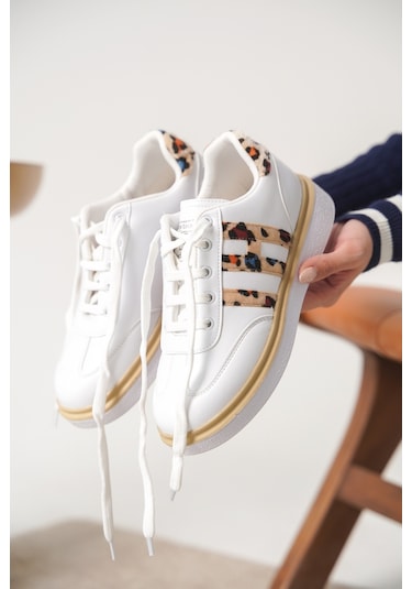 Garantili D0516 Günlük Ortopedik Kadın Sneaker Spor Ayakkabı Beyaz