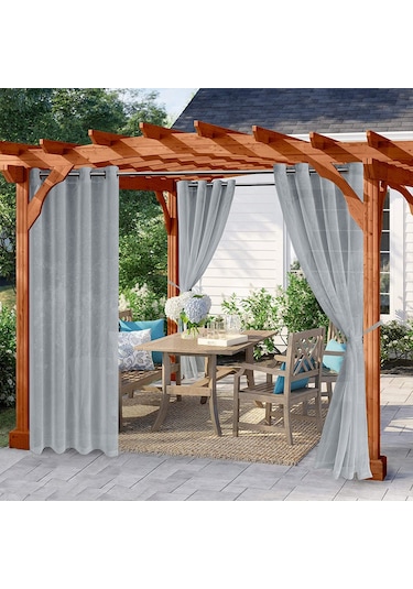 Teltree Gri Renkli İki Parça 132x183 Cm Tereylene Köprülenmiş Perde - Su Geçirmez, Güneş Engeli Ve Uv Koruyucu Özellikli Ev Ve Dış Mekan Kullanıma Uygun Gri