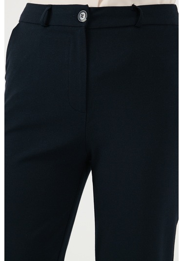 Lela Yüksek Bel Regular Fit Bol Paça Bayan Pantolon 611Pl030W4 Lacivert