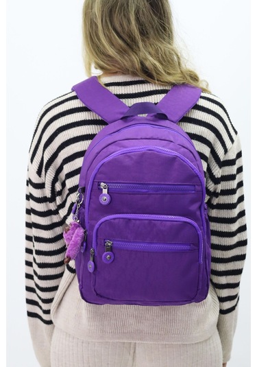 Sevimli Peluş Figürlü Günlük Kadın Sırt Çantası Şık, Kullanışlı, Okula Ve Seyahate Uygun Mor