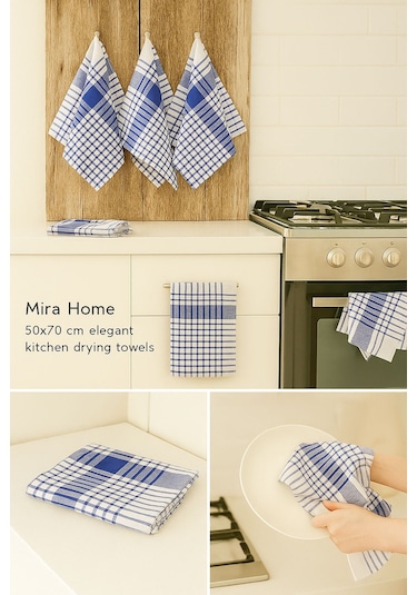 5 Li Mutfak Kurulama Bezi Alman Peçetesi 100 Pamuklu Mavi