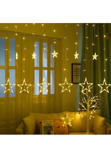 Yıldız Perde Led Günışığı Renk 12 Sarkıt 108 Ledli 3 Metre Günışığı