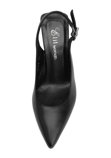 Elit Calissa Kadın Hakiki Deri Klasik Topuklu Ayakkabı Siyah Siyah