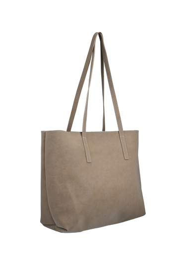 Kadın Büyük Boy Süet El Ve Omuz Çantası - Vizon Vizon