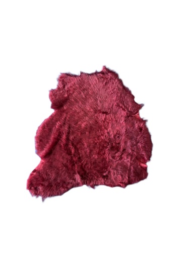 Gerçek Uzun Tüylü Koyun Postu Bordo 80 X 60 Cm