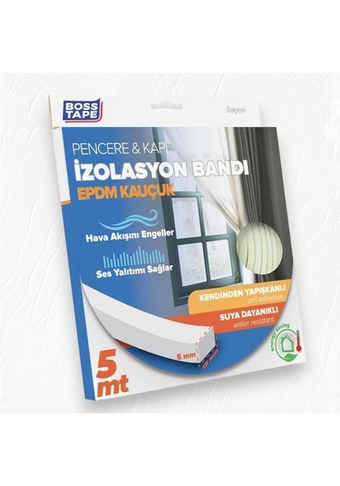 Boss Tape Epdm Kauçuk Pencere Kapı İzolasyon Bandı 5mmx15mmx5mt Beyaz