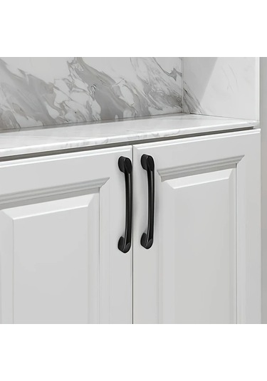 Hightower 10 Adet Modern Minimalist Amerikan Stili Dolap Kapı Kolu Mat Siyah Alüminyum Yüzey Montaj Seti