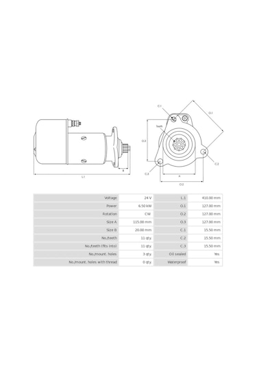 24v Marş Motoru 11 Diş 6.6 Kw Alfkb Geniş Kulak Iveco