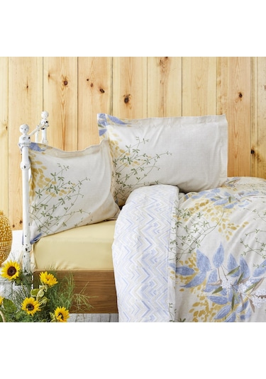 Karaca Home Clarinda Hardal %100 Pamuk Çift Kişilik Lastik Çarşaflı Nevresim Takımı Hardal