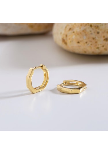 Goldkupe 14 Ayar Altıgen Minik Halka Altın Küpe 1,02 Gr-3018