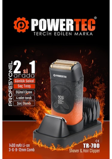 Powertec Tr-700 2in1 Günlük Sakal Tıraş Makinesi