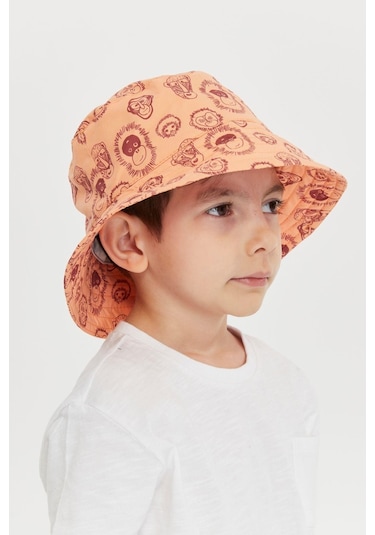 Benitto Kids Erkek Çocuk Desenli Bucket Şapka 7007-turuncu Turuncu