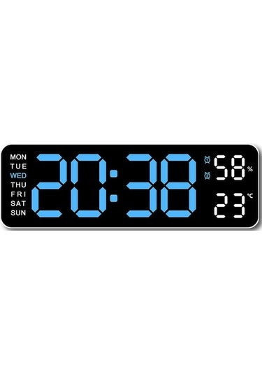 Ganzhoushop Zilinn Usb Temp Saati Saati Saat Renki Powered Otomatik Nem Mavi Masa Led Kabuk Işık-36 İnç Hafta Elektronik Duvar Dst Dimmer Dijital Çok Çalar Büyük Beyaz 9 12/24h Ei Çok Renki
