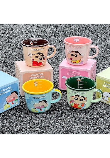 Yifomall Küçük Şeker蜡笔小新 Desenli Pembe 340ml Seramik Kupa - Sevimli Çiftler İçin Kahve/su Bardak, Ev Kullanıma Uygun, Doğum Günü Hediyesi Diğer