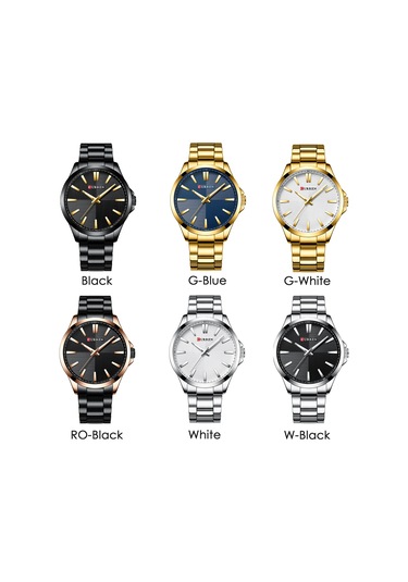 Leezsing Curren Erkek Kol Saati 3atm Su Geçirmez Kuvars Hareketli Çelik Kayışlı Beyaz Kasa Siyah Kadran Çok Renkli