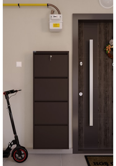 Ceha Kilitli 4'lü Metal Ayakkabılık Kahverengi - K.AYK-4 /AB8317/KL Kahverengi