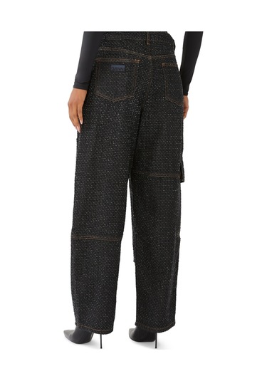 Ganni Şık Fluffy Denim Işçi Jean Pantolon Siyah